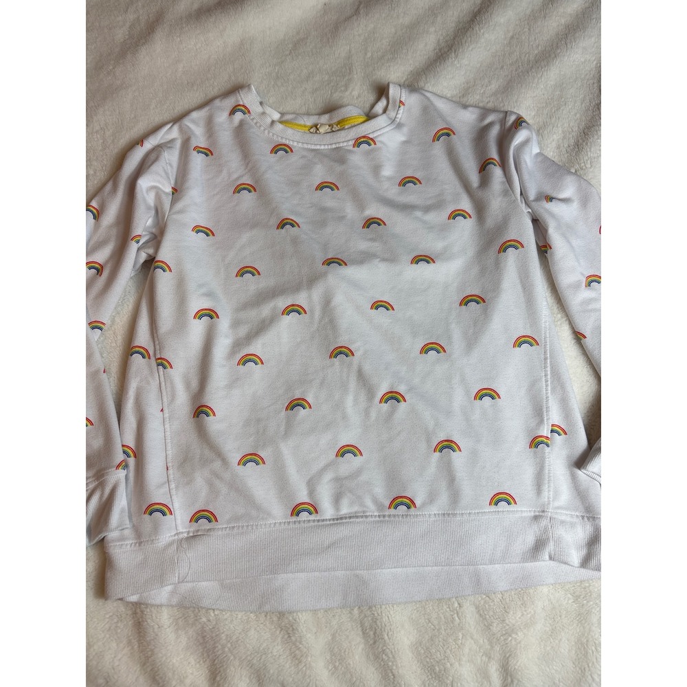 Jane and Delaney White Rainbow Embroidered Sweatshirt Crew Neck Pullover Medium